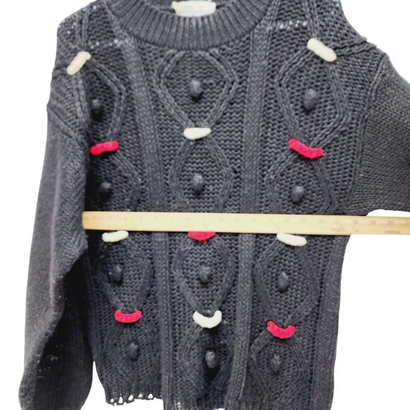 CSL Women's Christmas Sweater Hand Knit Embroidered Cherry Stix Size M black - Picture 5 of 9